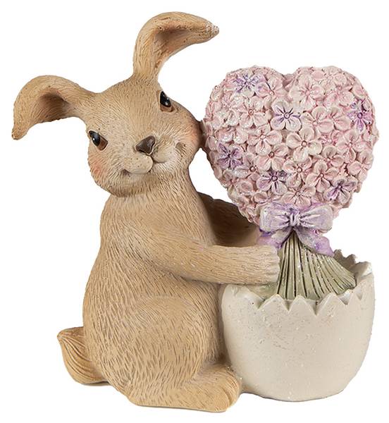 Figur Kaninchen DekoEaster-Vincent Braun - Kunststoff - 6 x 12 x 11 cm