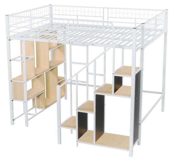 Multifunktionales Hochbett-BB1057 Weiß - Metall - 184 x 170 x 208 cm