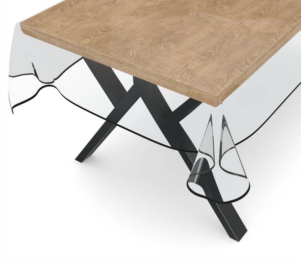 Tischdecke Klara-Folie 0,2mm  mit SAUM Tiefe: 200 cm