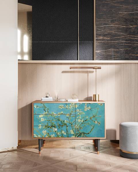 Sideboard S3 Walnuss Blau - Holzwerkstoff - 115 x 84 x 41 cm