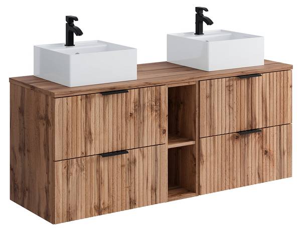 Doppelwaschtisch ZEVARA Beige - Tiefe: 140 cm