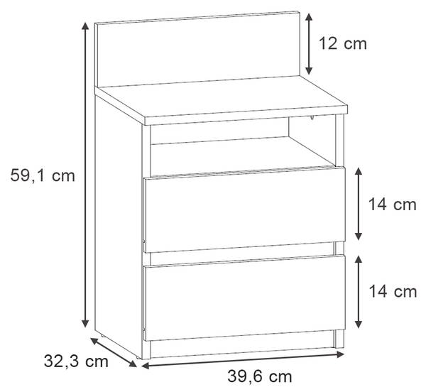 Table de chevet Monty 53172 Marron - Bois manufacturé - 40 x 60 x 33 cm
