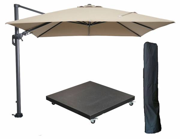 Zweefparasol Hawaii Original 3 delig grijs - polyester - 300 x 265 x 300 cm