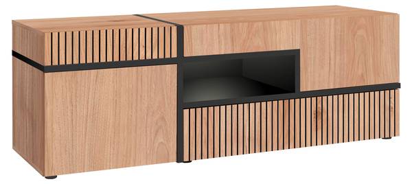 Wohnwand CROSS Schwarz - Braun - Holzwerkstoff - 330 x 195 x 50 cm