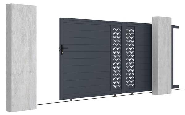 Schiebetor GREGOR Grau - Metall - 4 x 178 x 390 cm