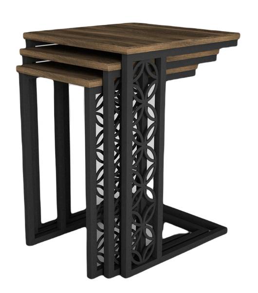 Beistelltisch 3er Set Metall Klark Braun - Holzwerkstoff - 43 x 62 x 45 cm