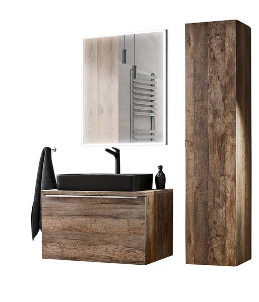 Badmöbel-Set PUEBLA-56-190 5er-Set Braun - Holzwerkstoff - 135 x 200 x 46 cm