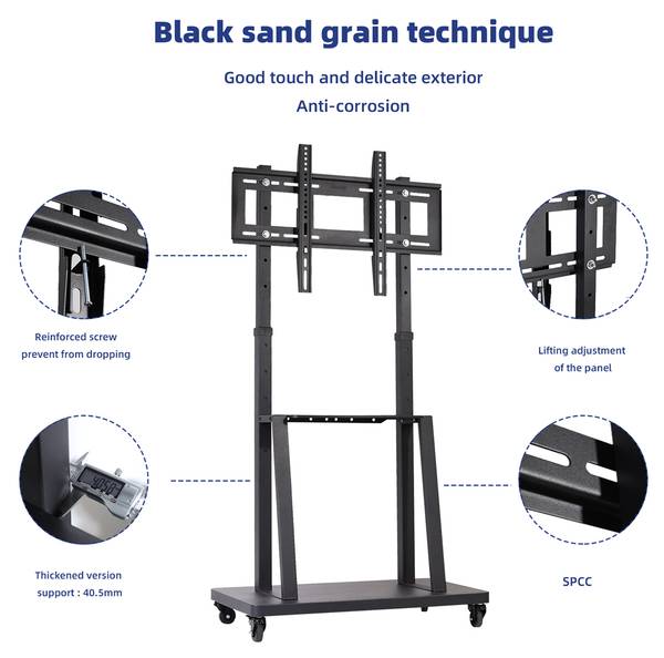 TV Ständer TV Wagen Standfuss 32"–80" Schwarz - Metall - 40 x 163 x 62 cm