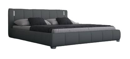 Polsterbett Luna 140x200 cm mit LED Grau - Kunstleder - 162 x 87 x 217 cm