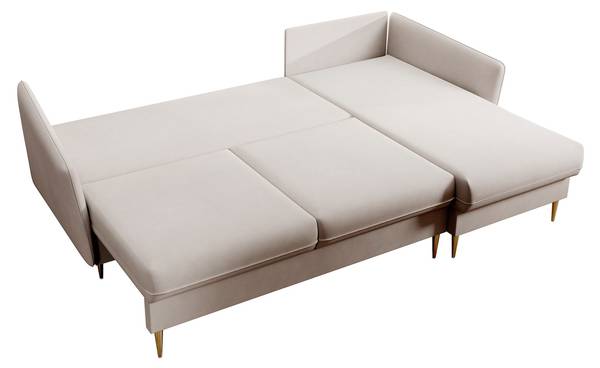 Hoekbank VOLIO beige - velours - 223 x 88 x 145 cm
