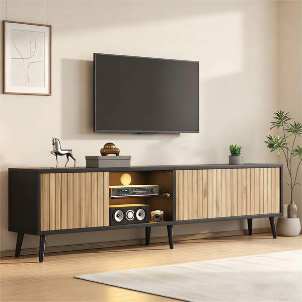 TV-Schrank Neptunus Ⅲ Schwarz - Braun - Holzwerkstoff - 31 x 44 x 175 cm
