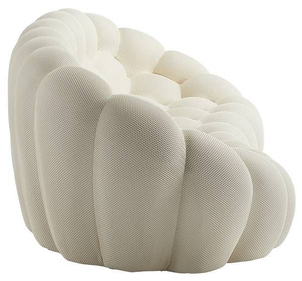 3-Sitzer Sofa Victoria Bubble Weiß - Kunstfell - 72 x 242 x 78 cm
