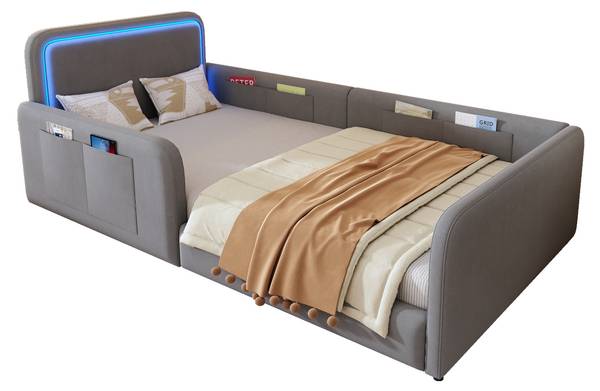 Gepolstertes Bett Triton Ⅰ Grau