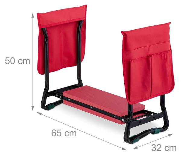 Kniebank für Gartenarbeit Schwarz - Rot - Polyester - Stahl - 65 x 50 x 32 cm