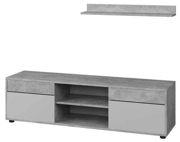 Wohnwand Berno 57824 Beton Dekor - Reinweiß