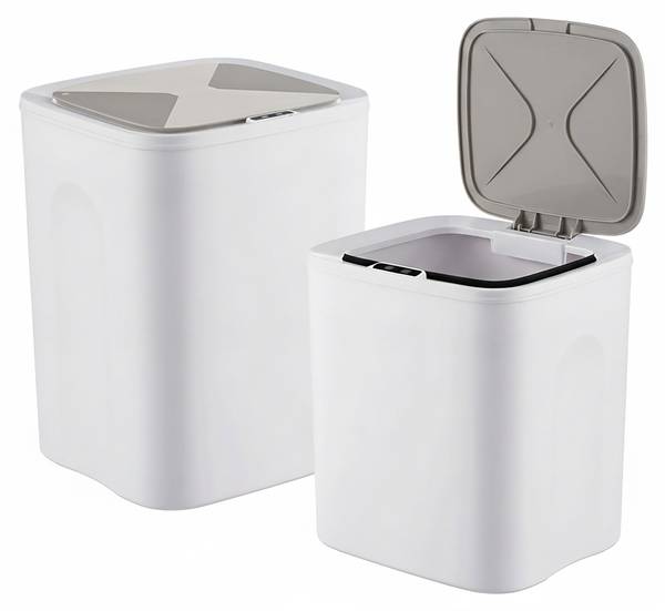 Mülleimer mit Sensor 2er Set Grau - Weiß - Kunststoff - 24 x 33 x 23 cm