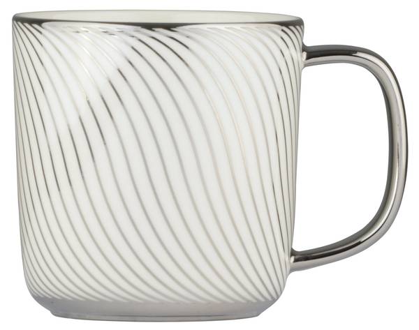 Becher SWIRL 4er-Set Silber - Porzellan - 9 x 9 x 12 cm