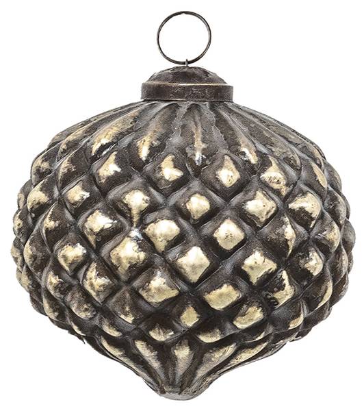 Kerstbal Snow 36772 bruin - glas - 9 x 9 x 9 cm