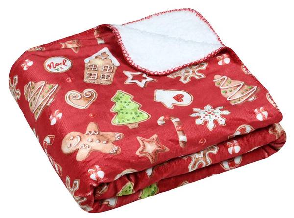 Weihnachtsdecke NOEL Rot - Textil - 160 x 1 x 130 cm