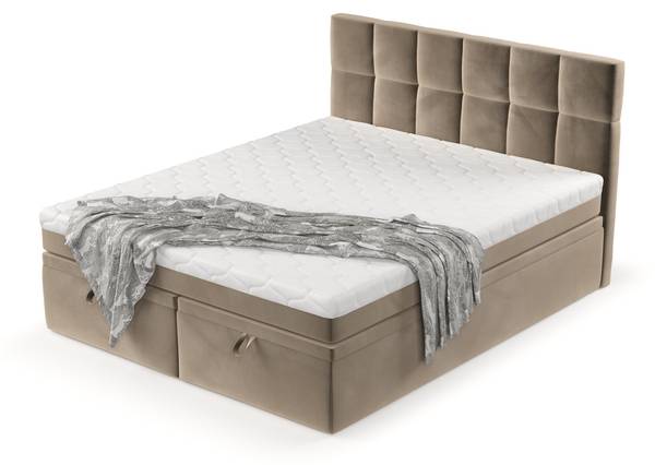 Boxspringbett ELANO mit Stauraum Paros Taupe - Liegefläche Breite: 140 cm