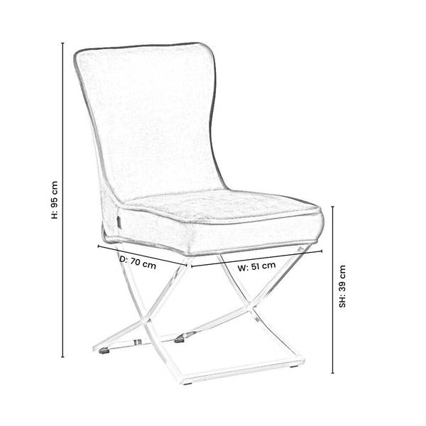 Trafalgar Esszimmerstuhl 2er-Set Grün - Samt - 51 x 95 x 70 cm