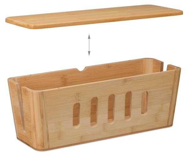 Kabelbox aus Bambus Braun - Nylon - Polyester - 44 x 17 x 16 cm