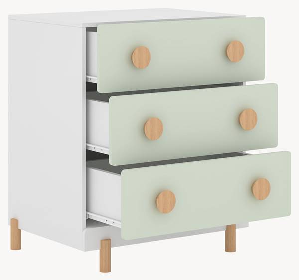 Kinderkommode Vaarentaa Hellgrün - Mint - Weiß - Breite: 55 cm