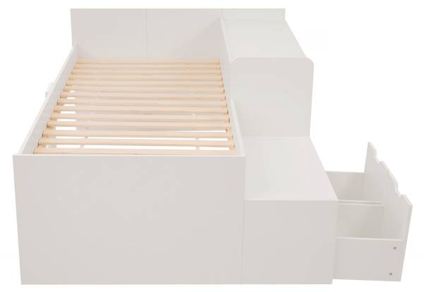 Kinderbett LucyWoody Ⅰ Weiß - Holzwerkstoff - Massivholz - 137 x 83 x 205 cm