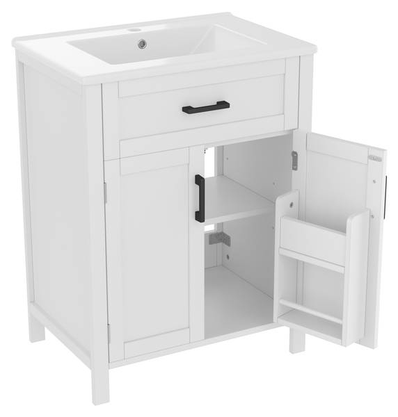 Waschbecken Aukkix 2er-Set Weiß - Keramik - Holzwerkstoff - 46 x 84 x 60 cm