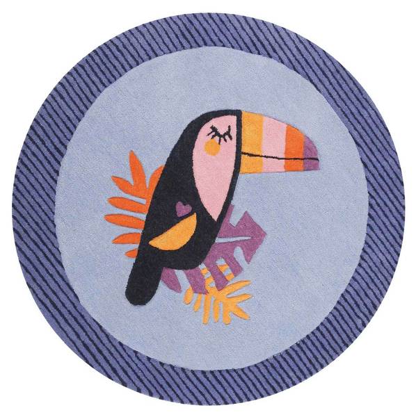 Kinderteppich E-Toucan Blau - Polyester - 100 x 2 x 100 cm
