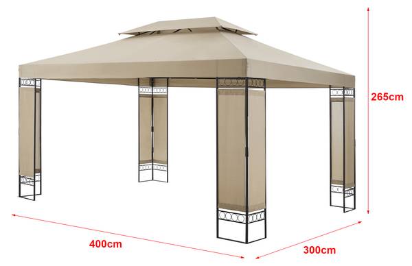 Pavillon Lanciano Beige - Textil - 400 x 265 x 300 cm