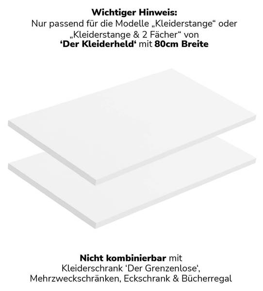 Einlegeböden Der Aufteiler 2er-Set Weiß - Holzwerkstoff - 77 x 2 x 48 cm
