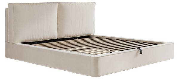 Gestoffeerd bed ZoommiⅡ beige - velours - 196 x 105 x 231 cm