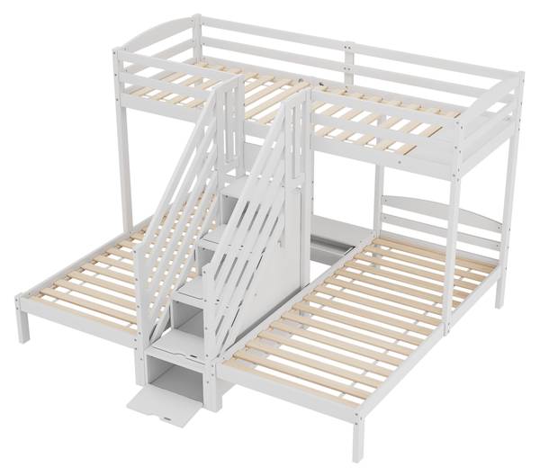 Etagenbett Terra Ⅰ Weiß - Holzwerkstoff - Massivholz - 240 x 163 x 240 cm