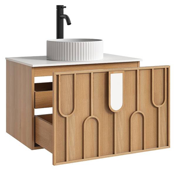 Einzelwaschtisch MERKAN Braun - Holz teilmassiv - 75 x 49 x 50 cm