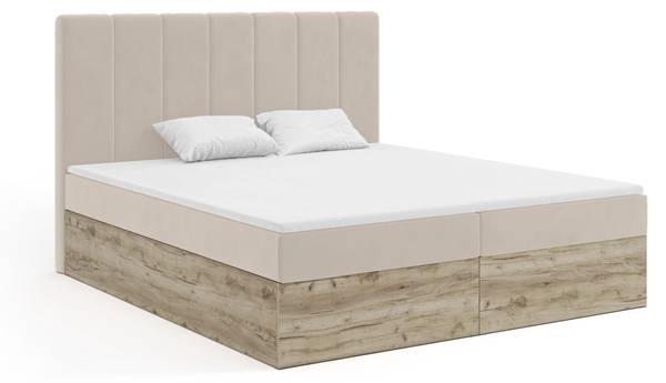 Boxspringbett Jessen Hellbraun - Breite: 160 cm