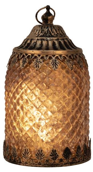 LED Laterne Leeg Braun - Glas - 10 x 16 x 10 cm