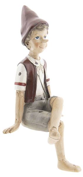 Beeld Pinokkio Deko&Carter beige - kunststof - 12 x 23 x 13 cm