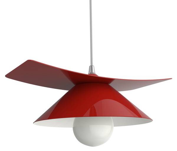 Pendelleuchte Miller Rot - Weiß - Metall - 34 x 10 x 34 cm