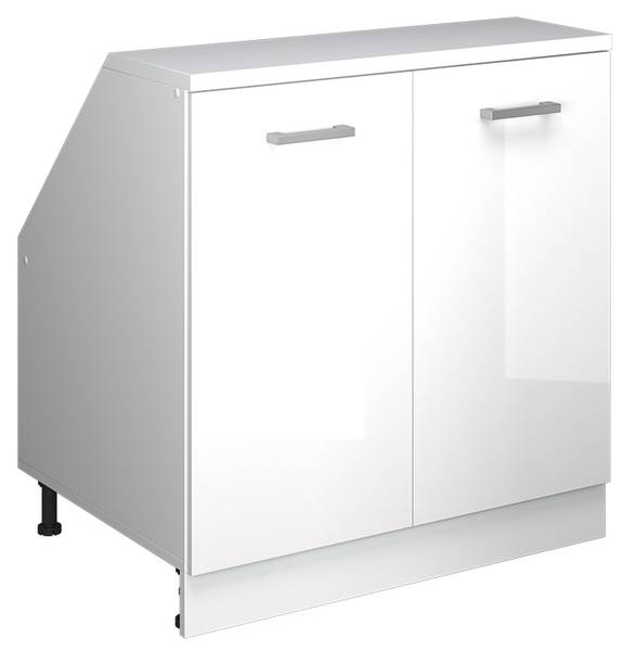 Dachschrägenschrank Rion 60200 Hochglanz Weiß - Weiß - Breite: 80 cm