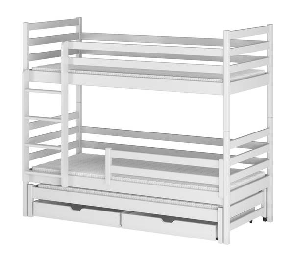 Hochbett Joel Weiß - Holzwerkstoff - Massivholz - 90 x 160 x 200 cm