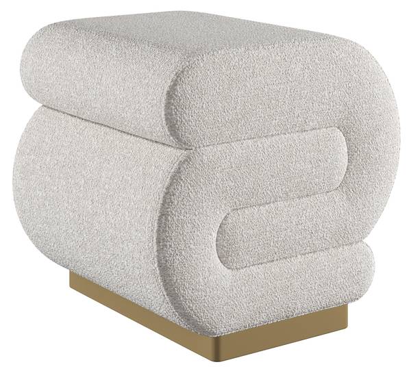 Fußbank Sally Beige - Baumwollstoff - Polyester - Polyethylen - 40 x 42 x 42 cm