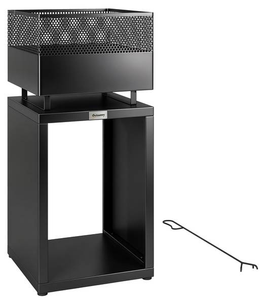 Feuerschale 842-456V00BK Schwarz - Metall - 39 x 87 x 39 cm