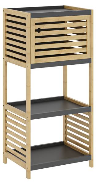 Badregal Kydesby Beige - Grau - Bambus - Holzwerkstoff - 39 x 83 x 30 cm