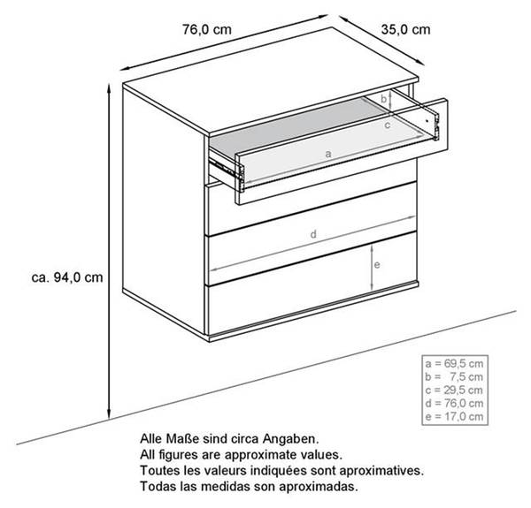 Kommode Pavos V3 hängend Hochglanz Schwarz
