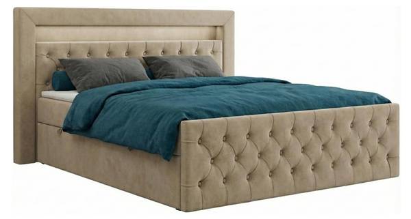 Boxspringbett GARDA Beige - Holzwerkstoff - 188 x 121 x 219 cm