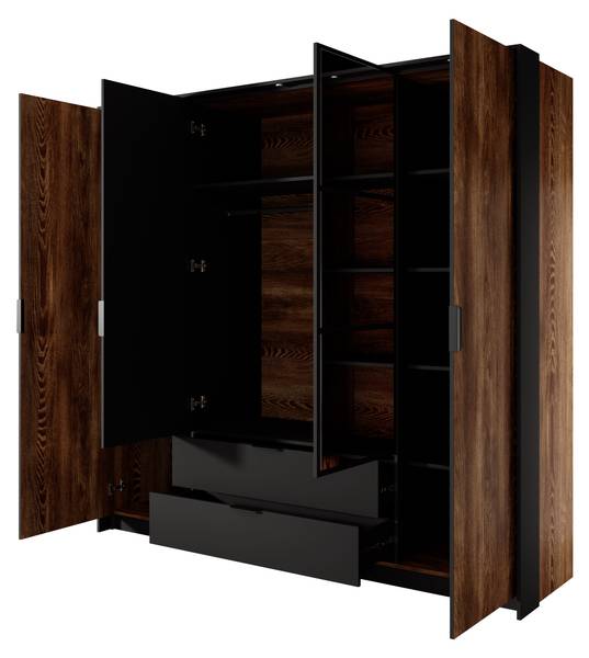 Penderie MILTON WR224 4D2D1 Marron - Mélamine - 224 x 210 x 59 cm