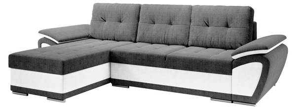 Ecksofa Enzo Weiß - Webstoff - 267 x 97 x 156 cm