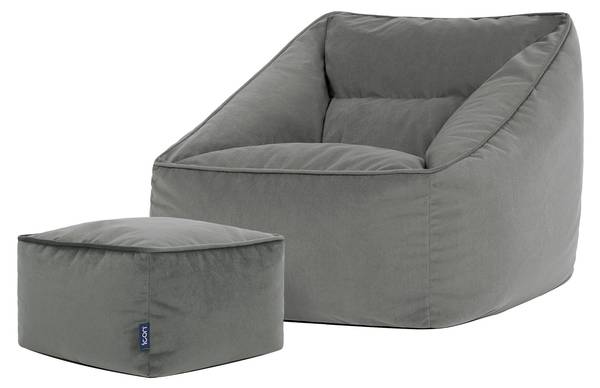 Riesen Sitzsack Sessel mit Sitzpuff Grau