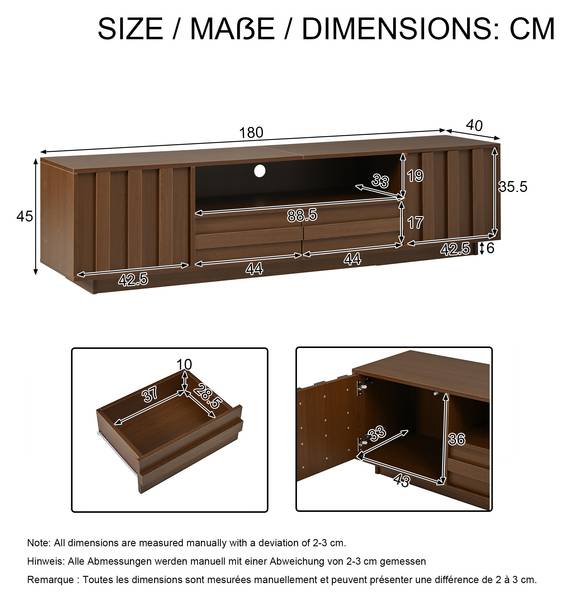 TV-Schrank Philotes Ⅶ Braun - Holzwerkstoff - 180 x 45 x 40 cm